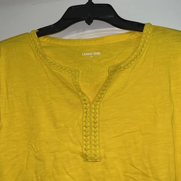 Lands' End Women's 3/4 Sleeve Crochet Hem Tunic Vibrant Sun - Picture 4 of 4